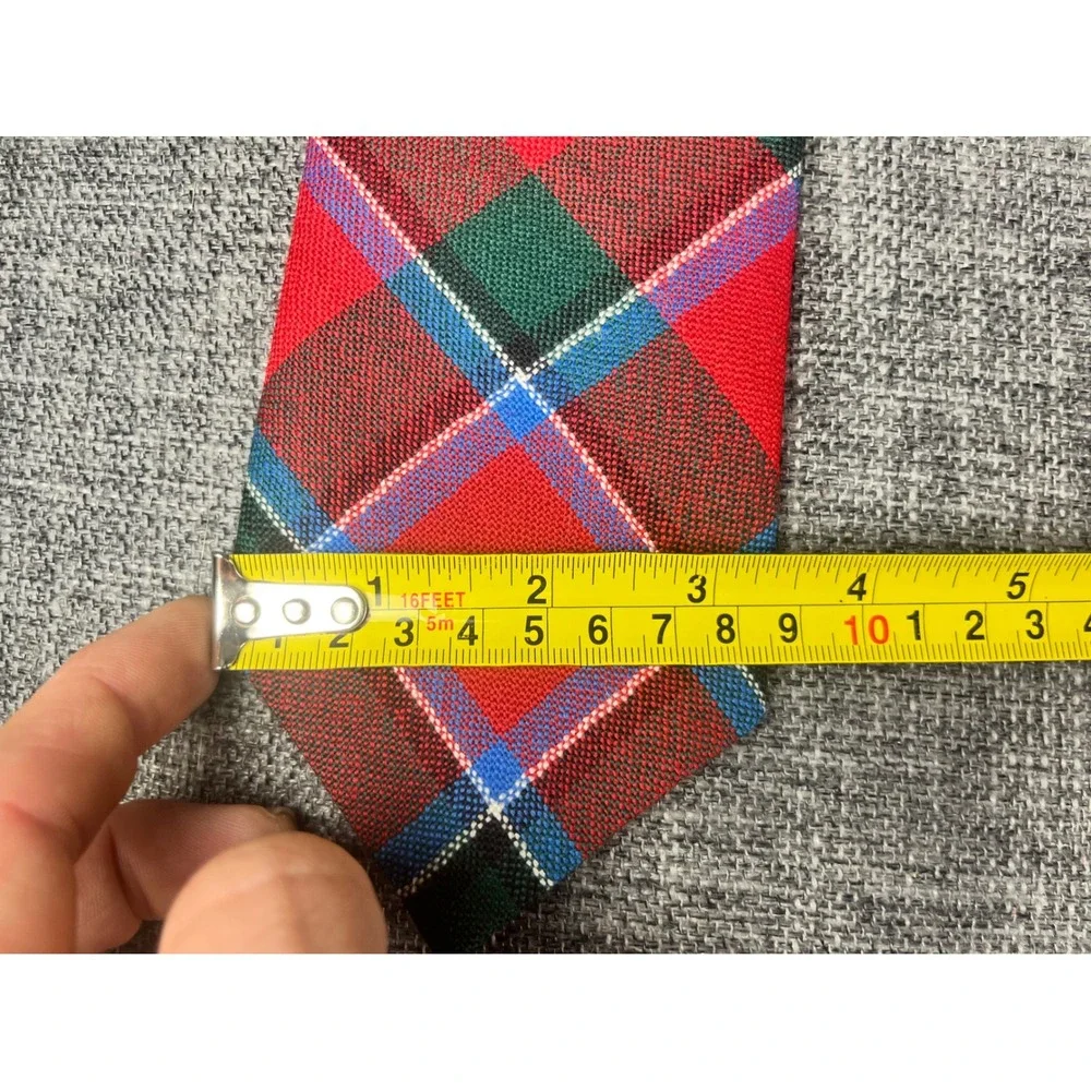 Ingles Buchan Red Plaid Tartan Wool Tie Made in Scotland Pure New Wool